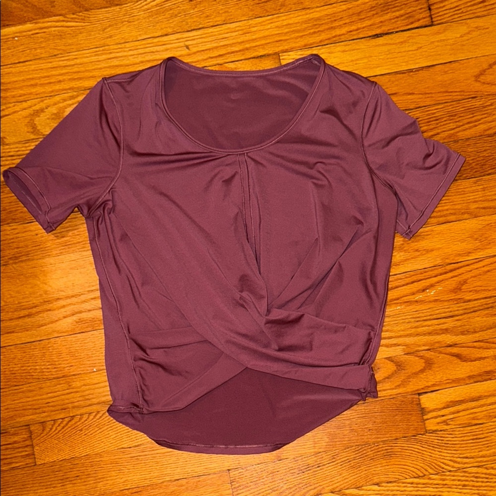 Lululemon Athletica Purple Tie Front Asymmetrical Blouse